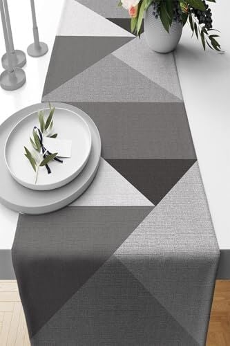 40X140 Cm Masa Örtüsü, Leke Tutmaz Premium Tay Tüyü Dokuma Kumaş, Geometrik Rnr392