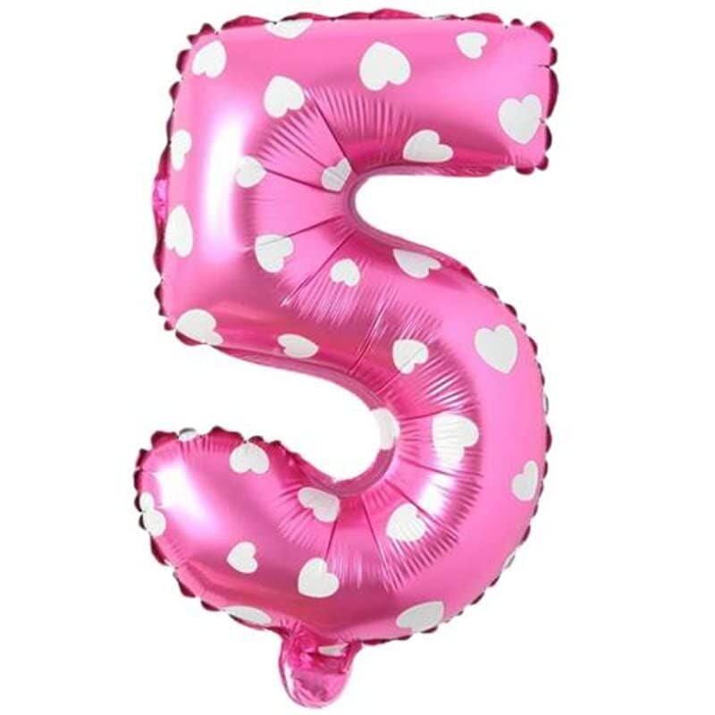 5 Rakaml the 16 İnç Pembe Kalpli Folyo Balon 36 CM, Pembe