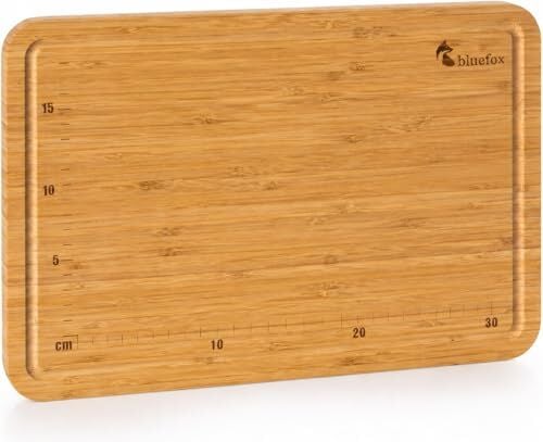 3'ü 1 Arada Bambu Kesme Tahtası, Doğrama Tahtası, Kesim Cetveli ve Tepsi, Su Oluklu, Bıçak Dostu, Neme Dayanıklı, 38x25 cm