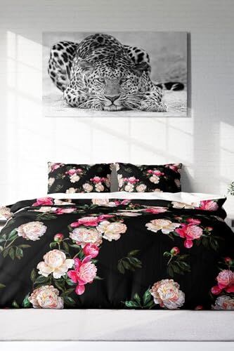 Çift Kişilik Nevresim Takımı Özel Dokuma Pamuk Saten 3D Digital Black Flower, monohome 18214HF