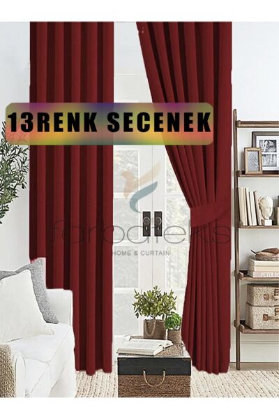 Bordo Kalın Blackout Karartma Güneşlik Fon Perde, Düz Dikim, 320 x 250