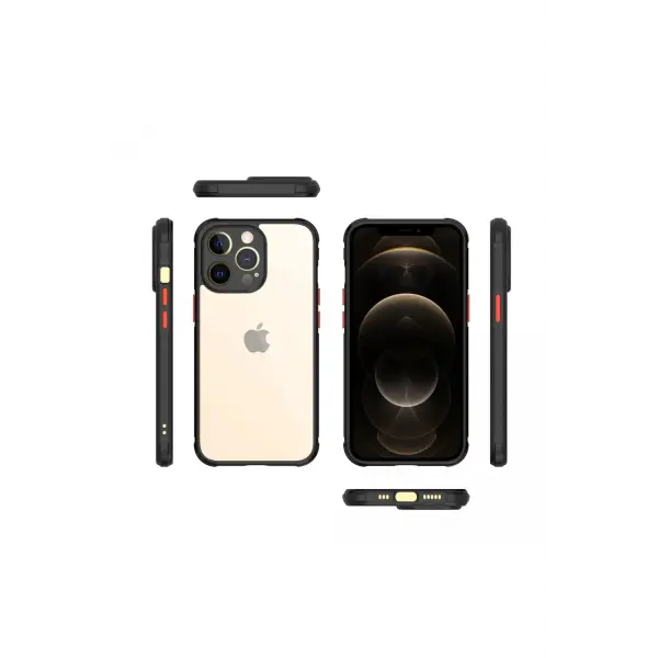 Apple iPhone 13 Pro Kılıf Miami Şeffaf Silikon - Siyah