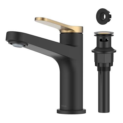 Indy Tek Kolu Tek Delikli Banyo Lavabo Bataryası Spot-Free Fırçalanmış Pirinç/Mat Siyah, Kbf-1411SFBBMB