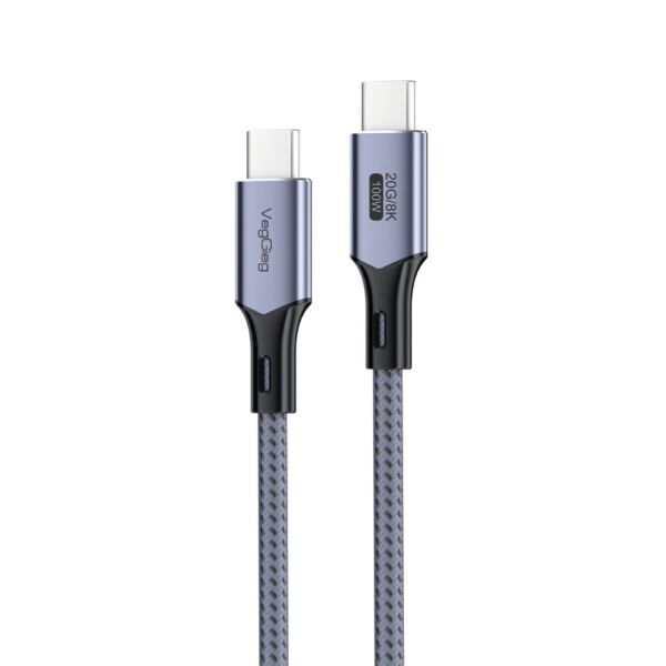 100W 5A USB3.2 Gen 2 20 Gbps 8K 60Hz Type-C Görüntü, Şarj ve Data Kablosu, 3 Metre