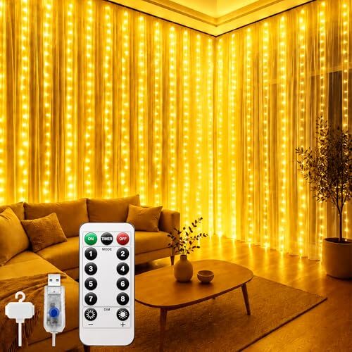 8 Mod Perde LED'i, 300 LED, 3x3m, 10 Sarkıt LED, Kumandalı Peri Perde LED