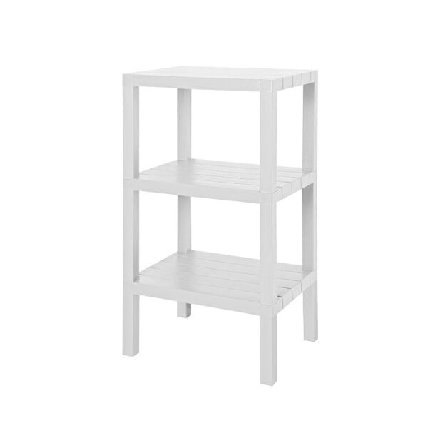 3 Katlı Köşe Rafı, Banyo, Mutfak ve Kiler için Yer Tasarruflu Organizer, Çok Amaçlı Plastik Raf, 3 Farklı Renk Seçeneği (38x29x74 cm) (Beyaz)