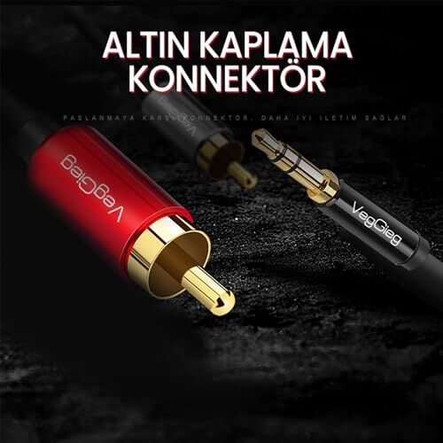 3.5 mm AUX to 2 Rca ses kablosu 1 Metre