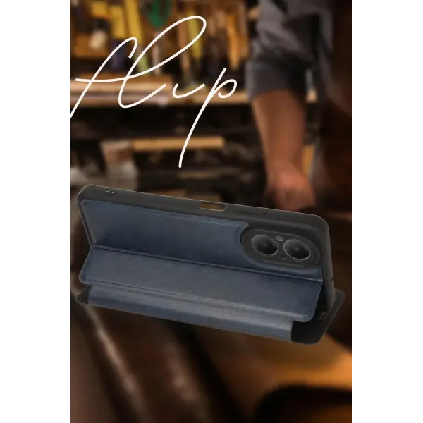 Oppo A38 Kılıf Flip Cover - Taba