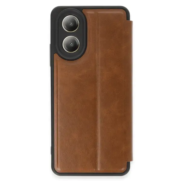 Oppo A38 Kılıf Flip Cover - Taba