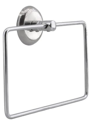 Kare Krom Havlu Halkası Duvara Monte, Lavabo Yanı Havlu Tutucu Banyo Aksesuarı, Parlak Krom Kaplama Metal Banyo Havluluğu, Modern Tasarım Kare Havlu Askılığı