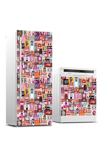 Buzdolabı ve Bulaşık Makinesi Beyaz Eşya Sticker Kaplama Pop Art Music Collage