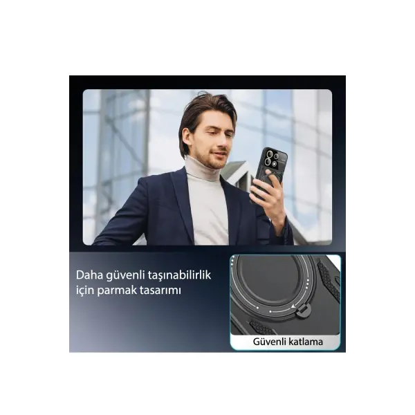 Xiaomi Redmi 12C Kılıf Joy Lens Standlı Kapak - Kırmızı