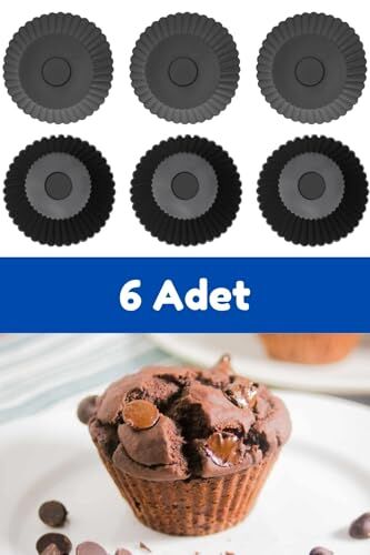 Antrasit Silikon Mini Brownie ve Muffin Kalıbı 7x3 cm, Bpa İçermez, 6 Adet