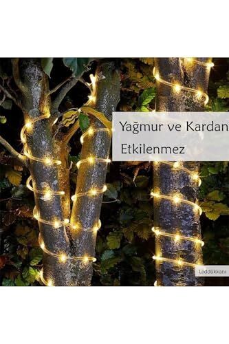 100 LED 12 Metre Solar Flex Boru Bahçe ve Balkon Işığı, Su Geçirmez
