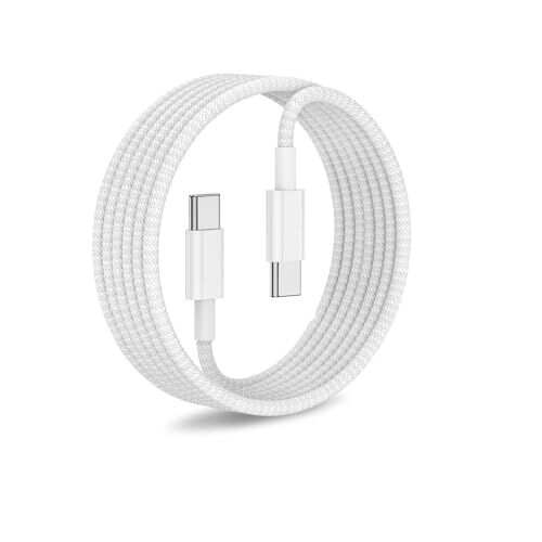 60W Type-C to Type-C Örgülü Data ve Şarj Kablosu 1m Beyaz K2795 (Orijinal Görünümlü)