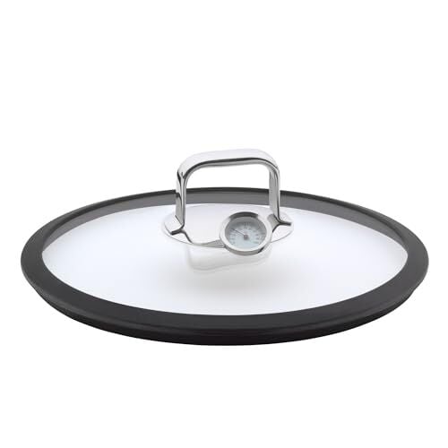 Vitalis Aroma Buharlı Pişirme Tenceresi 28 cm, 5 L, Cam Kapaklı, Silikon Kenarlı, Pişirme Termometresi ve Buharlı Pişirme Tepsili, Cromargan® Yüksek Kaliteli Paslanmaz Çelik, Fırına Uygun