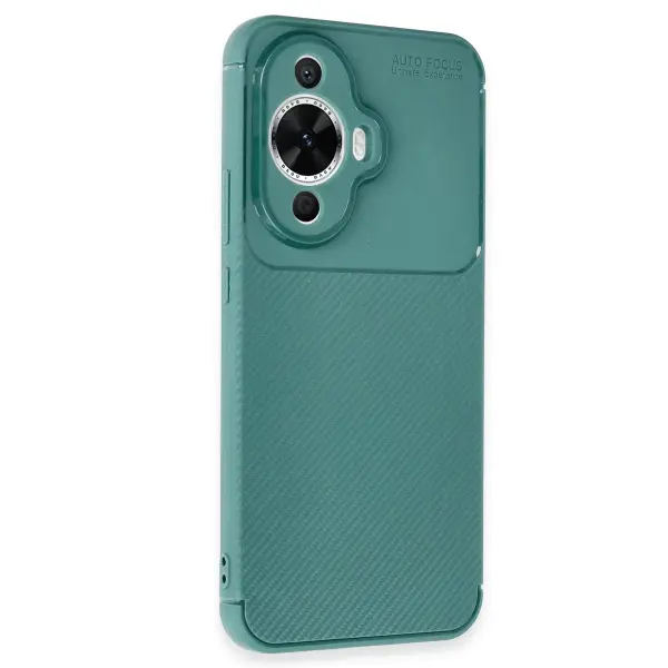 Huawei Nova 12S Kılıf Auto Focus Karbon Kapak - Koyu Yeşil