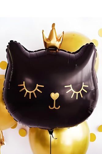Taçlı Siyah Kedi Folyo Balon 1 Adet 76x 64.5 Cm