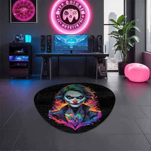 Şönil Oyuncu Odası Halısı, Kaymaz Pamuk Tabanlı, Yıkanabilir Antibakteriyel Asimetrik Gamer Gaming Halısı 160x160