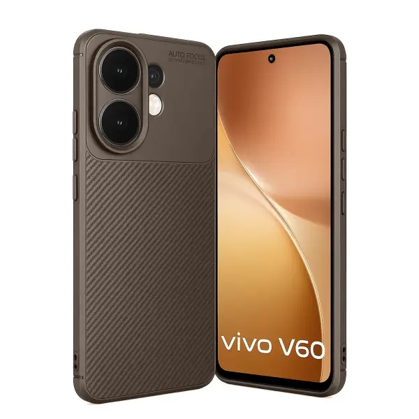 Vivo V60 5G Auto Focus Karbon Kapak - Kahverengi