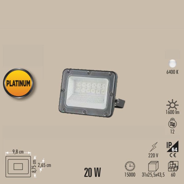 Cata 20W Platınum Led Projektör (Beyaz) CT-4656