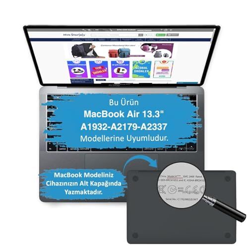 MacBook Air M1 13.3 inç A2337 A2179 A1932 uyumlu kedi ve köpek desenli sert kapak, UV baskılı beyaz kılıf
