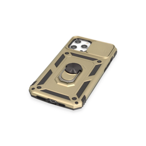 Apple İphone 12 Pro Max Kılıf Pars Lens Yüzüklü Silikon - Gold