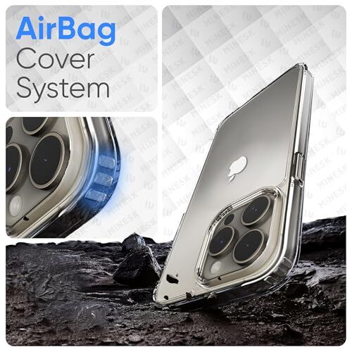 iPhone 15 Pro uyumlu ultra şeffaf silikon kılıf, sert polikarbonat arka ve yumuşak Tpu kenarlar