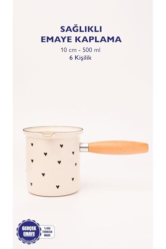 Black Cupid Emaye Ahşap Saplı Cezve (500 Ml-6 Kişilik)