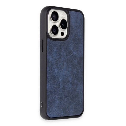 Apple İphone 15 Pro Kılıf Aras Deri Kapak - Lacivert