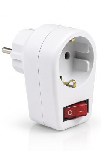 Anahtarlı Topraklı Priz Adaptörü, 16A 3680W, Işıklı Tekli Golyat Priz, Beyaz