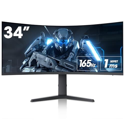 Monitör 34E6UC 34 inç, 165Hz/ Uwqhd, 3440 * 1440,1ms, Adaptive Sync, monitörler, gaming, HDMI2.1 * 2, DP1.4 * 1, Eğilmek, -5~20°/-15~15°, Yukarı ve aşağı, Vesa，HDR400,75 * 75 mm, Siyah