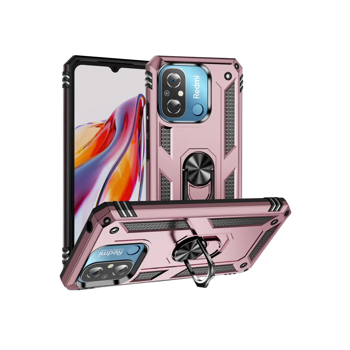 Xiaomi Redmi 12C Kılıf Sofya Yüzüklü Silikon Kapak - Rose