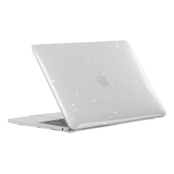Apple MacBook Air 13.6inç 2024 M3 M2 A3113 A2681 Uyumlu Simli Kılıf, Ön Arka Kapak, Renksiz