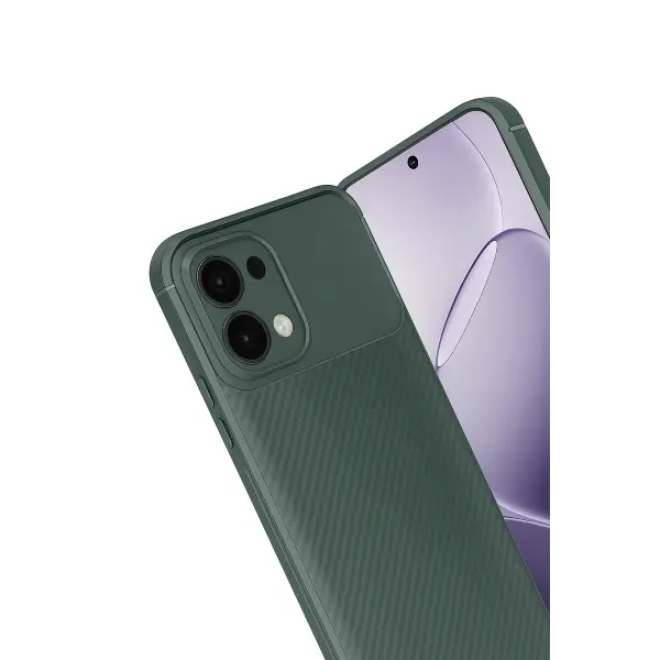 Oppo A6 Pro 4G Auto Focus Karbon Kapak - Koyu Yeşil