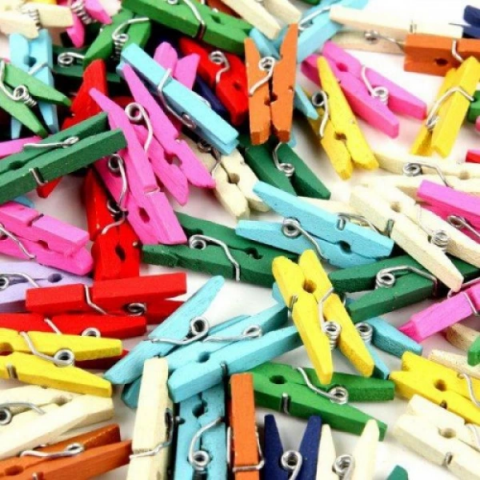 50'li Renkli Ahşap Mandal 3.5cm (12'li Paket-600 Adet)