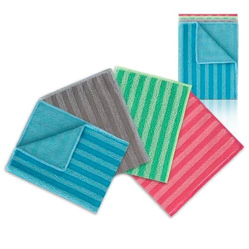 Ekonomik Paket, Yağ ve Kir Sökücü, İz Bırakmaz, Ekstra Emici, Hızlı Kuruyan Mikrofiber Temizlik Bezi, 4'lü Paket