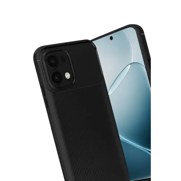 Oppo A6 Pro 4G Auto Focus Karbon Kapak - Siyah