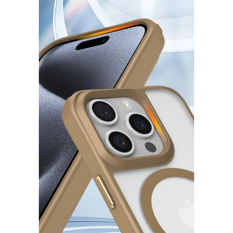 Apple İphone 15 Pro Max Kılıf Enka Magsafe Silikon Kılıf - Desert