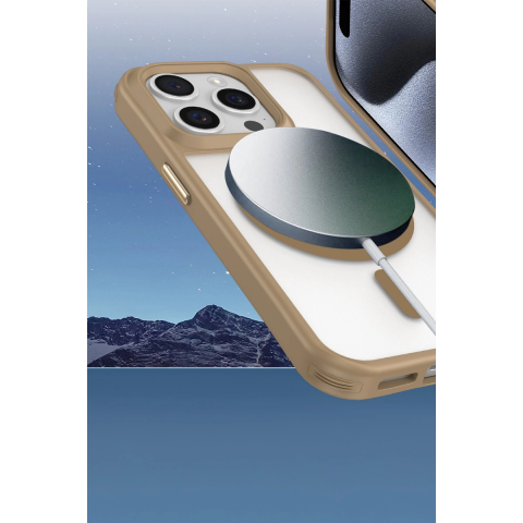 Apple İphone 15 Pro Max Kılıf Enka Magsafe Silikon Kılıf - Desert