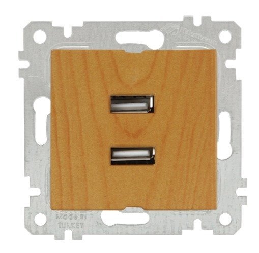 Mutlusan Rita Mek Tuş İkili Usb Şarj Priz i Meşe 2200 449 0158
