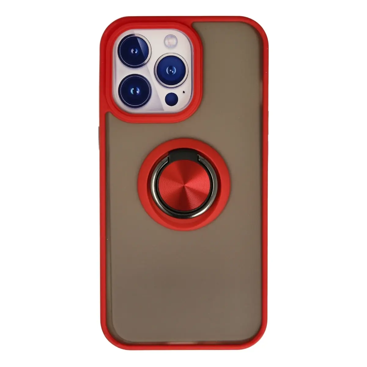 Apple iPhone 15 Pro Max Kılıf Montreal Yüzüklü Silikon Kapak - Kırmızı