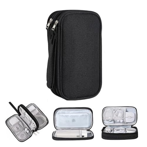 Taşınabilir Çift Katmanlı, Fermuarlı 8 Bölmeli Çoklu Hdd Organizer Çanta - YB101 (M Beden 12x21 cm)