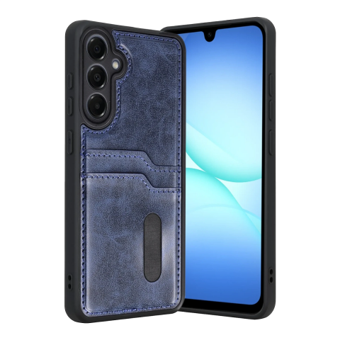 Samsung Galaxy A37 5g Sara Kartvizitli Deri Kılıf - Lacivert