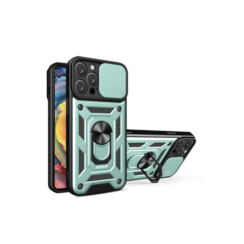 Apple İphone 16 Pro Kılıf Pars Lens Yüzüklü Silikon - Yeşil