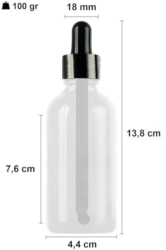 100 ml Metal Kapaklı Damlalıklı Dropper Şişesi, 100 cc Cam Şişe, 6 Adet (Siyah Kapak, Şeffaf)