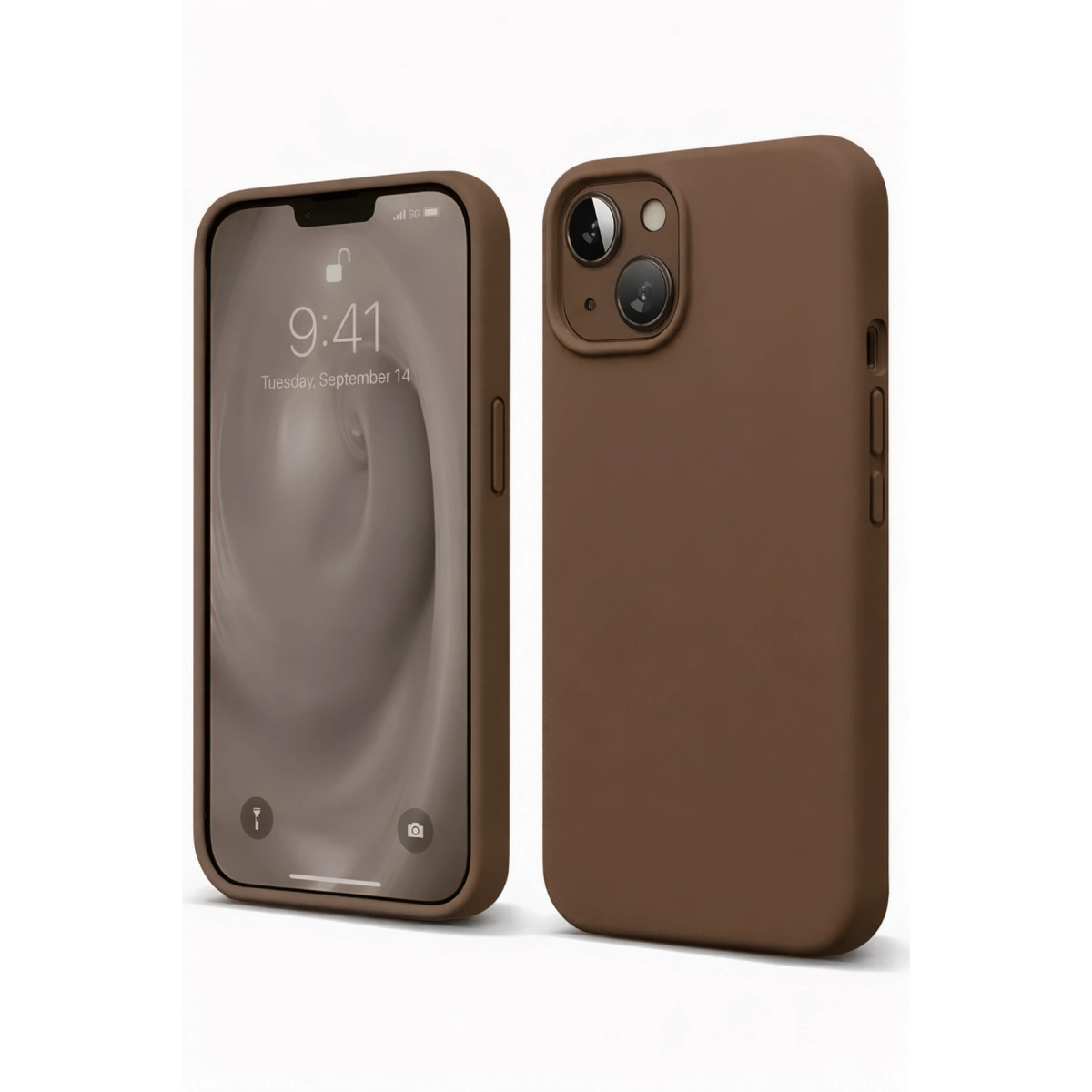 Apple İphone 14 Kılıf First Silikon - Kahverengi