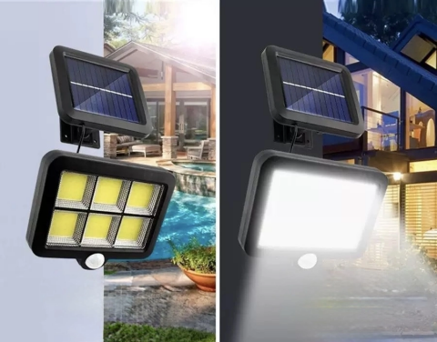 120 Cob Led Solar Panelli 3 Modlu Duvar Lambası Uzaktan Kumandalı Mz-302k