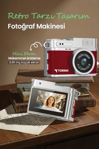 CMR35 1080P mini dijital selfie ve vlog kamerası, anahtarlık tasarımlı, bordo