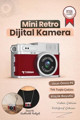 CMR35 1080P mini dijital selfie ve vlog kamerası, anahtarlık tasarımlı, bordo
